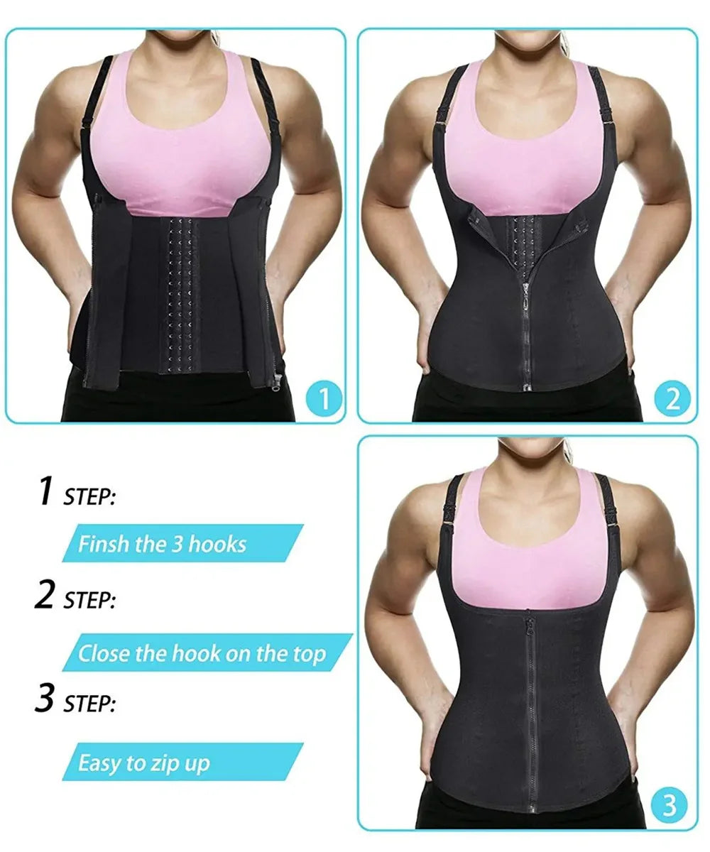 Waist Trainer Tank Top For Women Zipper Body Shaper Tummy Control Sleeveless Top Women's Activewear Body Shaping Underwear.