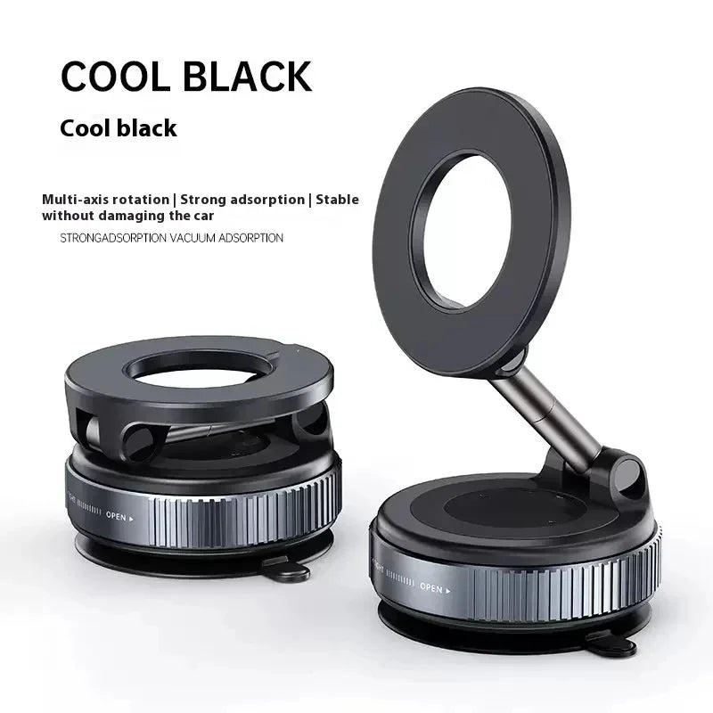 Strong Magnetic Car Phone Holder Foldable Design 360° Adjustable Vacuum Mount for Car/Desk/Bathroom/Universal Use.