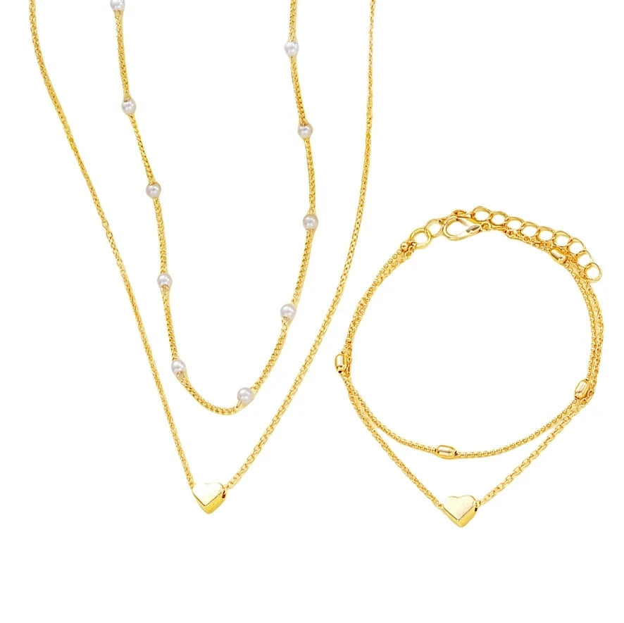 Pearl Heart Jewelry Set For Women