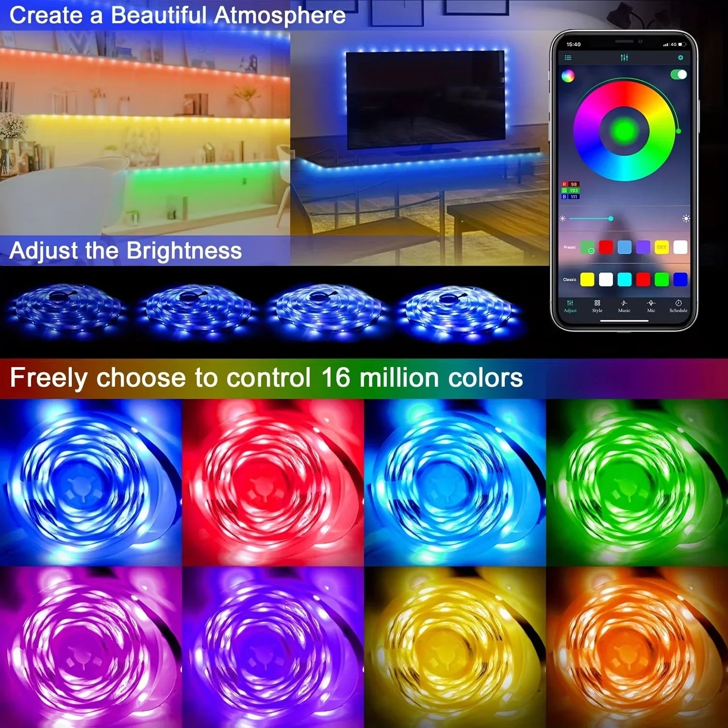 LED Strip Lights RGB SMD5050 1M-40M