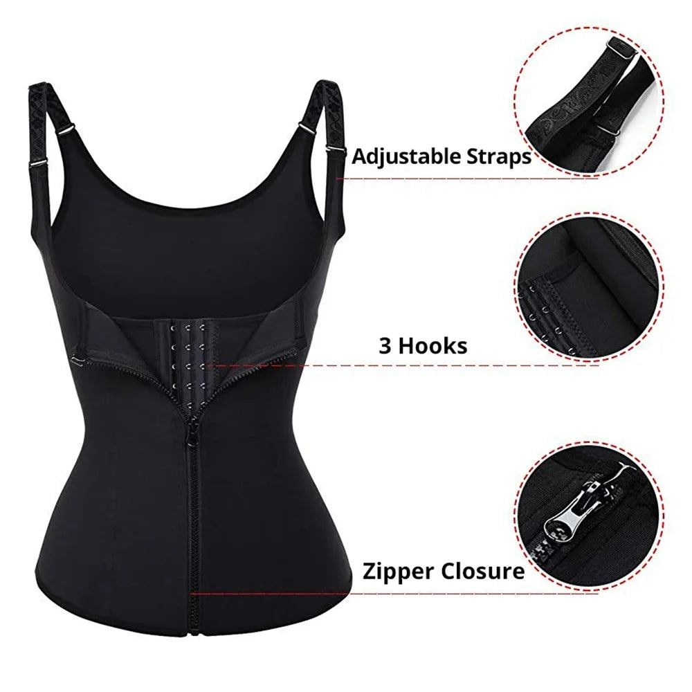 Waist Trainer Tank Top For Women Zipper Body Shaper Tummy Control Sleeveless Top Women's Activewear Body Shaping Underwear.