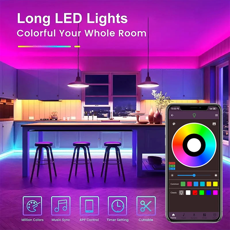 LED Strip Lights RGB 5050 LED Strips Bluetooth APP Control