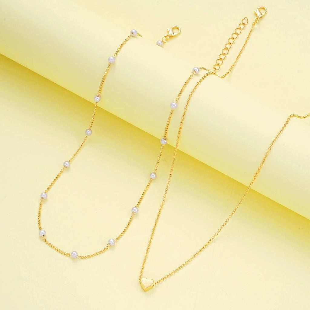 Pearl Heart Jewelry Set For Women