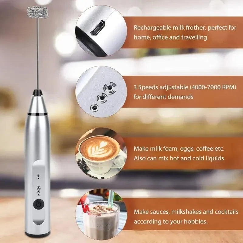 Portable Electric Milk Frothers Handheld Blender USB