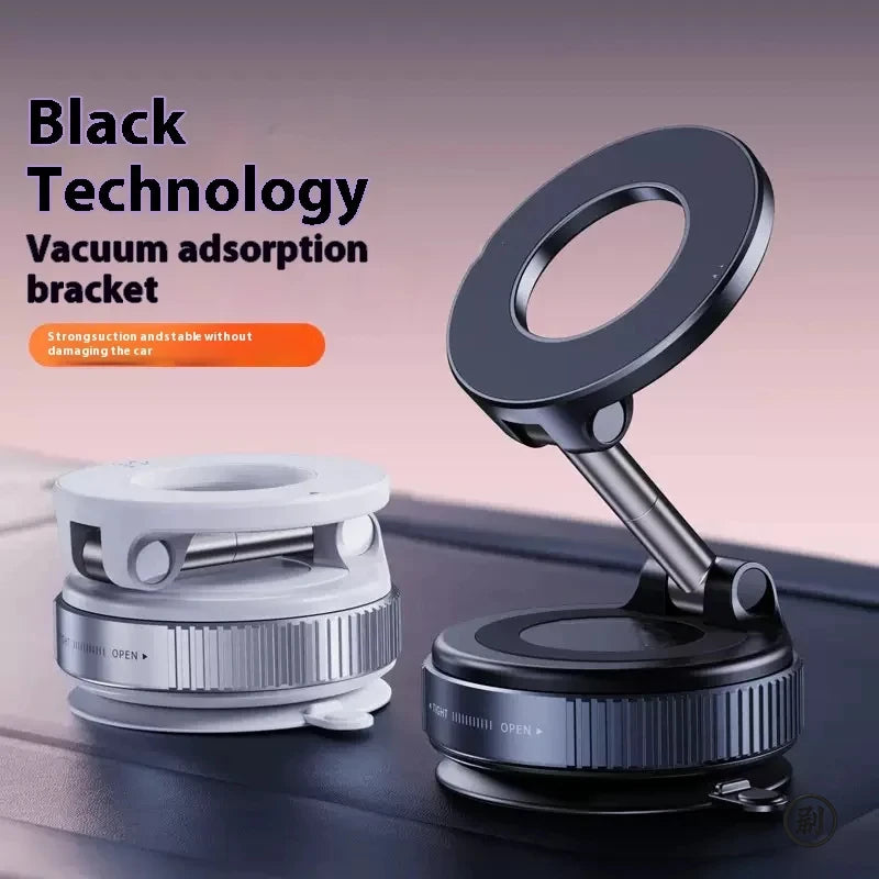 Strong Magnetic Car Phone Holder Foldable Design 360° Adjustable Vacuum Mount for Car/Desk/Bathroom/Universal Use.