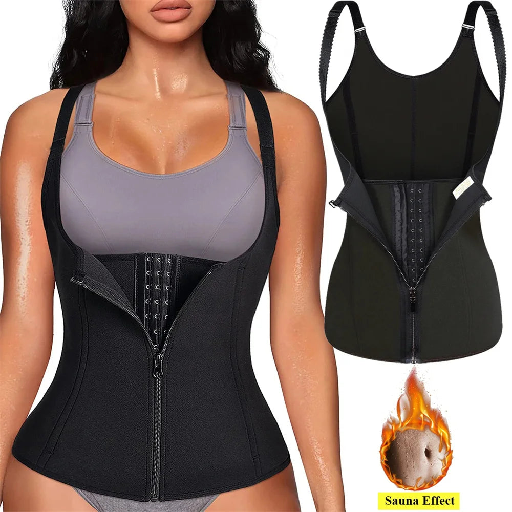 Waist Trainer Tank Top For Women Zipper Body Shaper Tummy Control Sleeveless Top Women's Activewear Body Shaping Underwear.