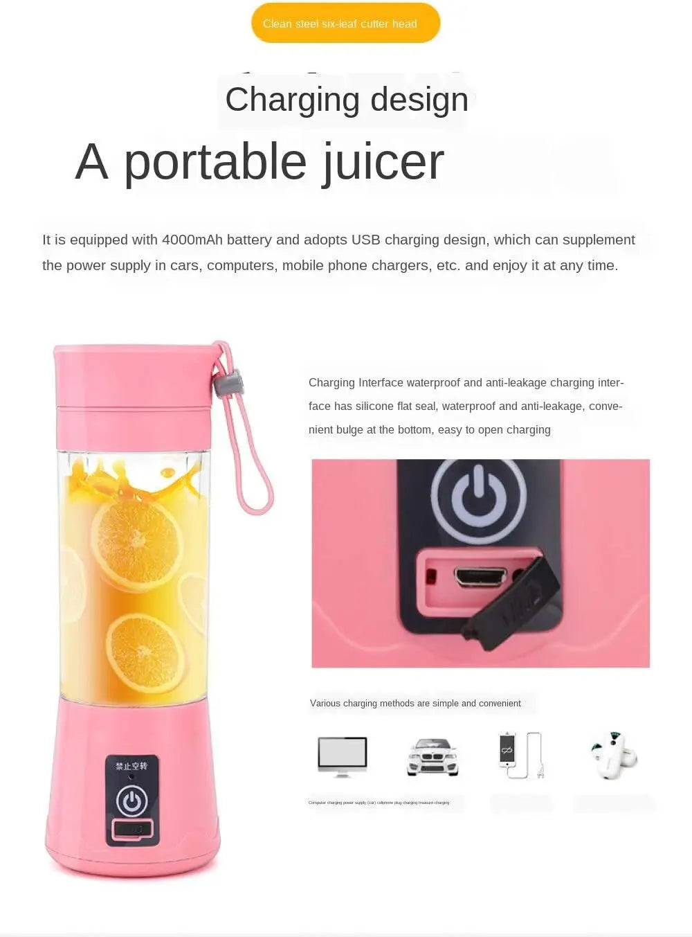 Mini Electric Juicer USB Charging